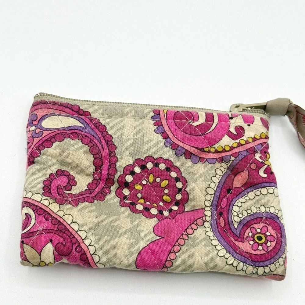 Vera Bradley Coin‎ Purse Wallet Quilted Pink Purple Floral Zip Small Womens